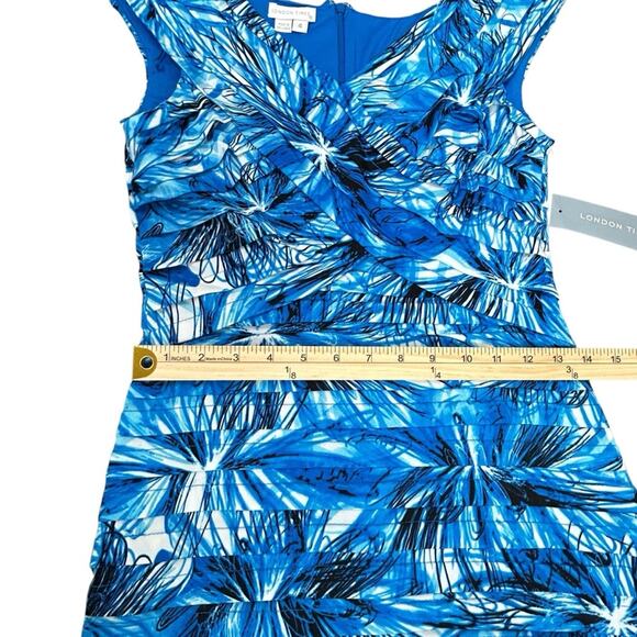 🆕 London Times Bandeau Dress Womens Size 4 Tropical Stretch Form Fitted NWT - Picture 11 of 13